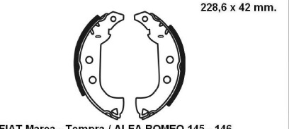 ZAPATAS FRENO FIAT FIORINO/FIORUNO MED:229X42